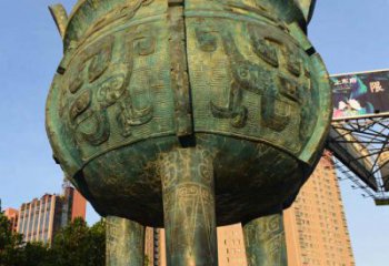 陽鑄造三足圓鼎銅雕