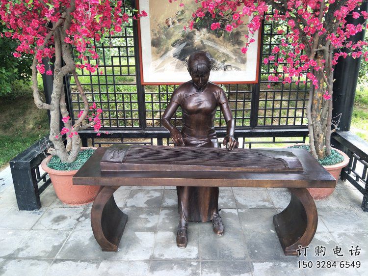 怒江彈古箏雕塑廠家，景觀概念，民俗人物雕塑通用