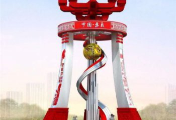 江干城市精神堡壘雕塑，地標文明建筑不銹鋼雕塑