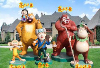 長壽廣場維尼熊雕塑，卡通水景雕塑，抽象效果