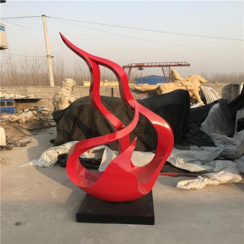 街頭火焰雕塑 大型別墅區擺件 鋼管雕塑